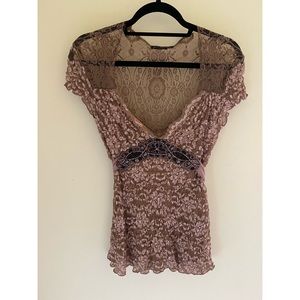 Ann Ferriday Rose Colored Beaded Blouse